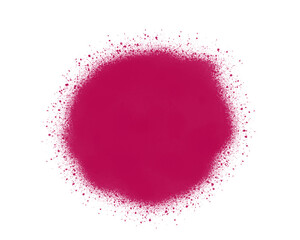 red spray paint circle splatter on white background. Abstract round texture for graffiti, street art, and modern graphic design. Vibrant ink stain element for creative projects.
