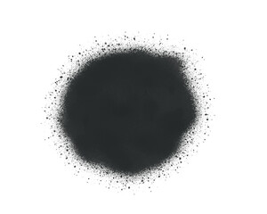 black spray paint circle splatter on white background. Abstract round texture for graffiti, street art, and modern graphic design. Vibrant ink stain element for creative projects.