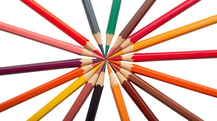 Colorful Artistic Circle of Colored Pencils on Dark Background Still Life