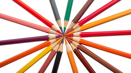 Colorful Artistic Circle of Colored Pencils on Dark Background Still Life