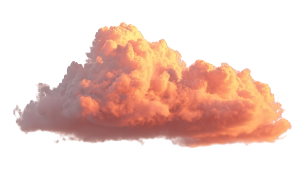 Fluffy Orange And Pink Sunset Cloud Isolated On Transparent Background