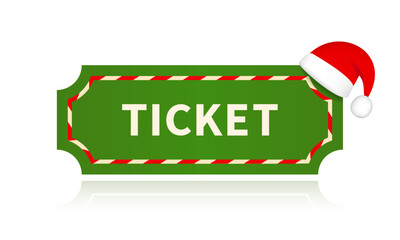 Christmas vintage ticket or coupon pass on white background