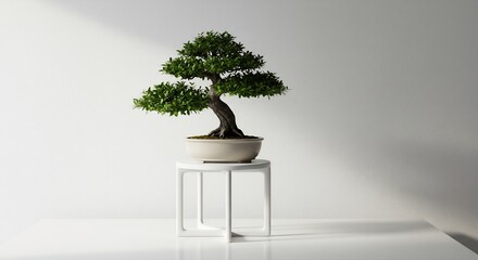 繊細な盆栽、静かに佇む緑の生命力