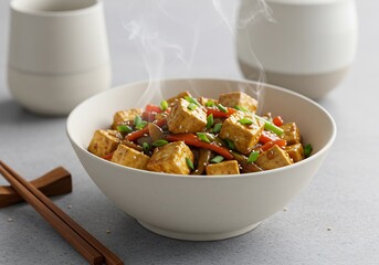 香ばしい豆腐と野菜の炒め物、食欲をそそる一品