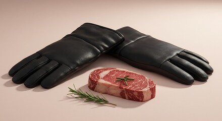 上質な革手袋と熟成肉、完璧な組み合わせ