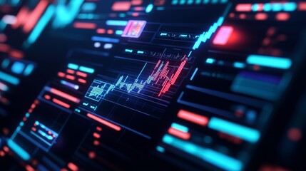Obraz premium Glowing Stock Market Data Display, Tech , Finance
