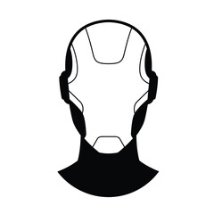 Futuristic helmet head silhouette black
