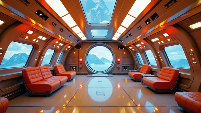 interior of futuristic internation space station