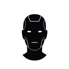 Black helmet face white mask