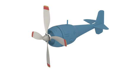 3D Rendered Detailed Vintage Airplane Warbird with Propeller Isolated Object