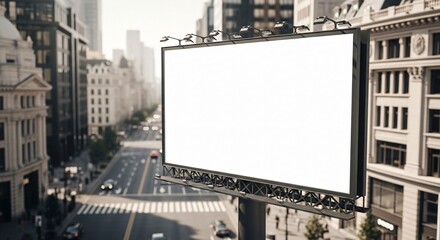 Blank Billboard in City Advertising Mockup Urban Scene.