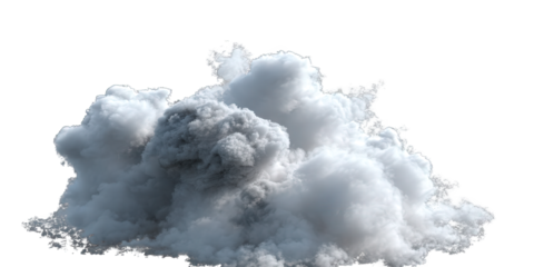 Fluffy White Cumulus Cloud Isolated on Black Background