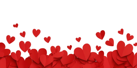 Red Paper Hearts on Black Background