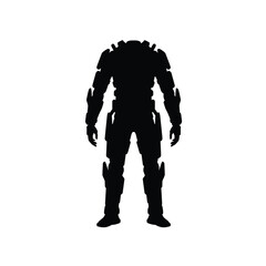 Futuristic armored suit silhouette black