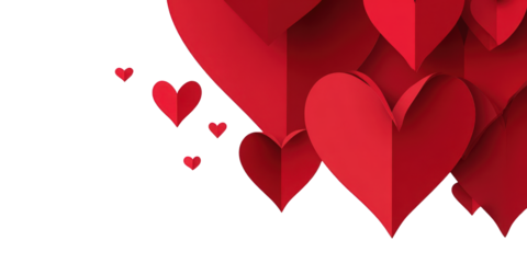 Red Paper Hearts on Black Background Romantic Design