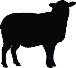 Silhouette sheep standing farm animal isolated on vector