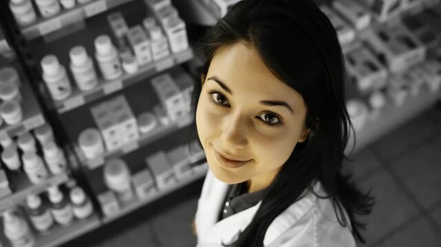 Pharmacist in a retail pharmacy, assisting customers with their prescription and over-the-counter medications.