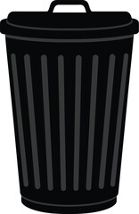 Black metal trash can simple icon graphic design vector