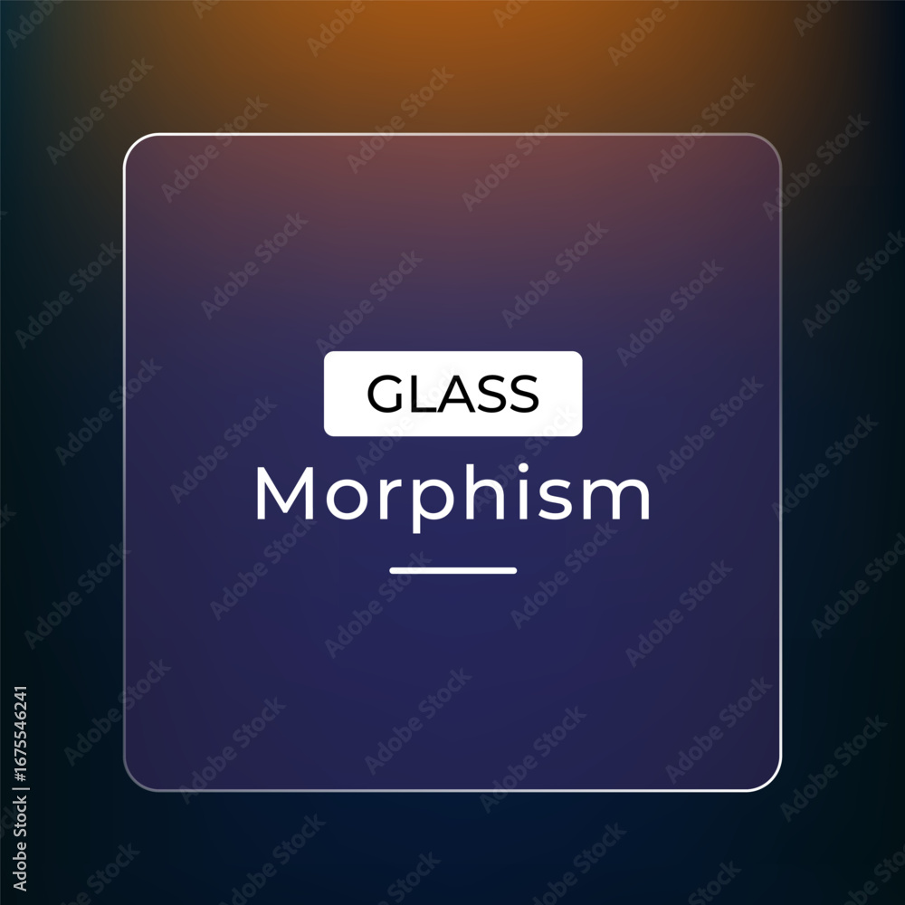 Poster modern design showcasing glass morphism effect on a dark gradient background