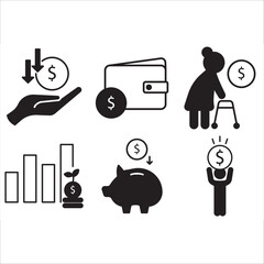 Personal finance icon glypth vector set