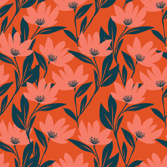 Seamless flowers pattern. Hand draw abstract pattern
