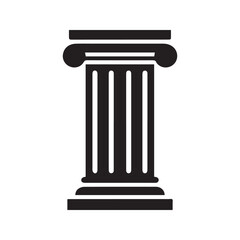 Classic pillar icon, ancient Greek Roman column silhouette. Vector logo for law, bank, or history. Architectural symbol of strength.
