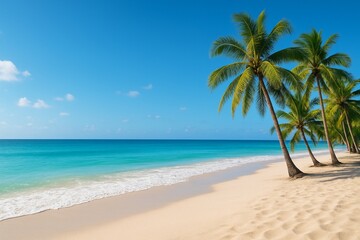 Fototapeta premium Tropical Beach with Palm Trees