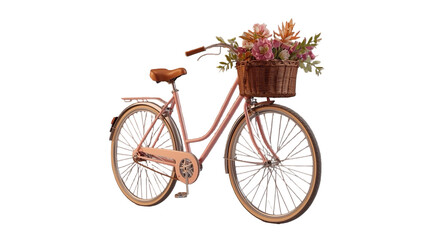 3D Rendered Pink Bicycle with Flower Basket Detailed Still Life