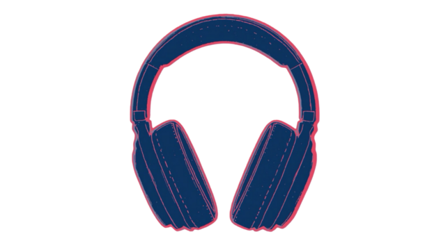 Grunge Distressed Headphones Musical Device Listening Tool Audio Equipment Art