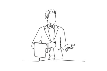 Job and professional concept. Single line draw design. Vector graphic illustration