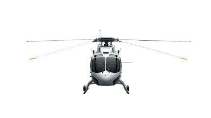 Front View Sleek Modern Helicopter Aircraft Isolated on Black Background