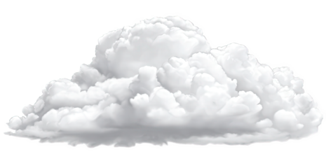 Fluffy White Cumulus Cloud Isolated on Transparent Background