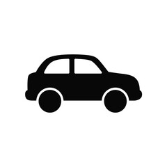 Simple black silhouette of a small hatchback car viewed from the side on a white background