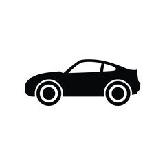 Sleek black silhouette of a modern sports car viewed from the side on a clean white background