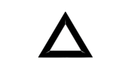Minimalist Outline Geometric Triangle Shape Isolated on Black Background Symbol