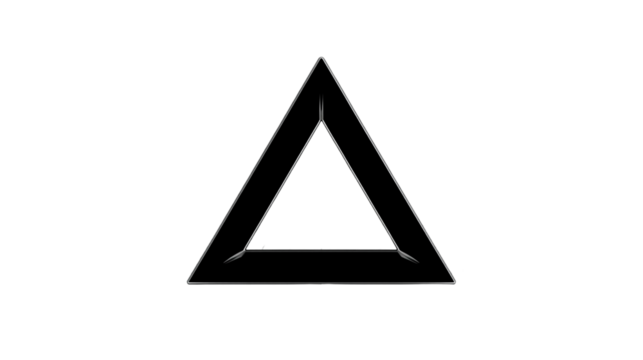 Minimalist Outline Geometric Triangle Shape Isolated on Black Background Symbol