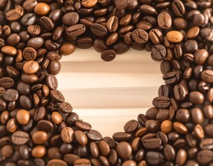 Heart Shape Made from Roasted Coffee Beans

