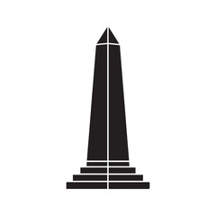 Fototapeta premium Obelisk icon silhouette. Simple black glyph of an ancient Egyptian monument or memorial landmark. Vector illustration isolated. 
