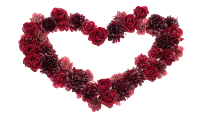 Red Rose Heart Floral Arrangement on Black Background