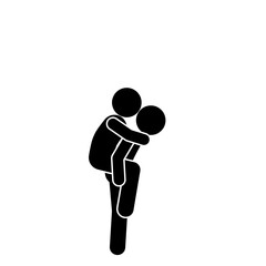 Vector illustration of stick figure carrying another person