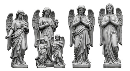 Angelic statues in monochrome elegance