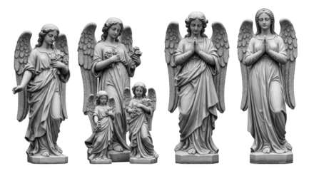 Angelic statues in monochrome elegance