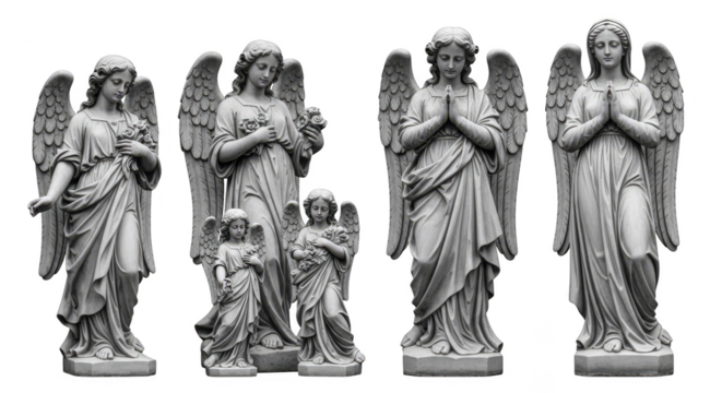 Angelic statues in monochrome elegance