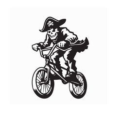 Captain Pirate Character Riding BMX Bicycle Vector Illustration Isolated on White Background