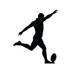 Silhouette of rugby player kicking ball vector