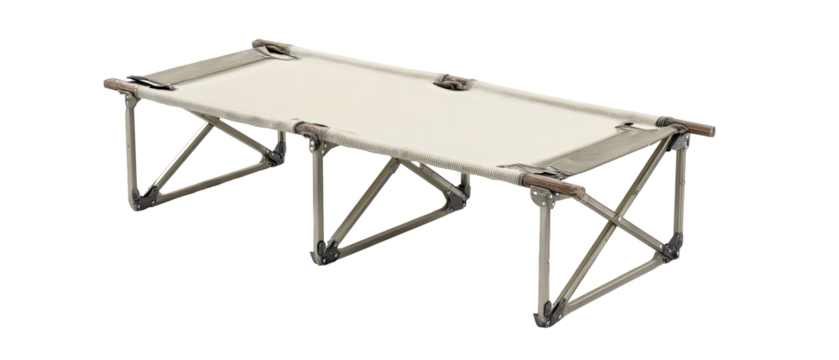 Folding canvas cot with lightweight metal frame