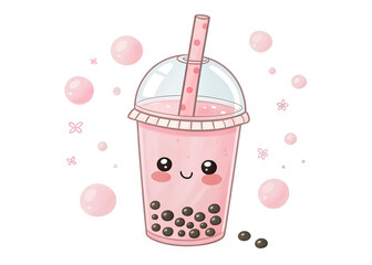 Bubble Tea PNG &ndash; Cute Food Character Clipart, Transparent Background, Sublimation, T-shirt & Mug Design