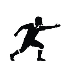 Referee blowing whistle pointing sport