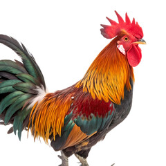 Fototapeta premium Majestic Rooster: Vibrant Plumage, Farm Animal Photography