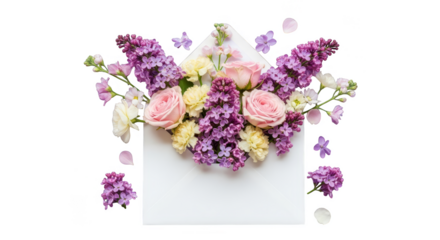 Floral cascade spills from a white envelope